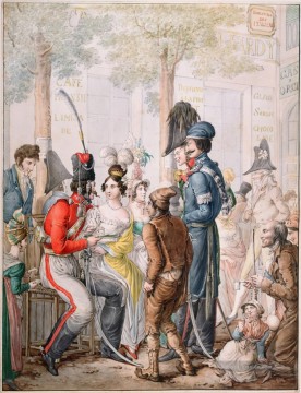  karikatur - Cosaques a Paris Pendant occupation des troupes alliees en 1814 Georg Emanuel Opiz Karikatur